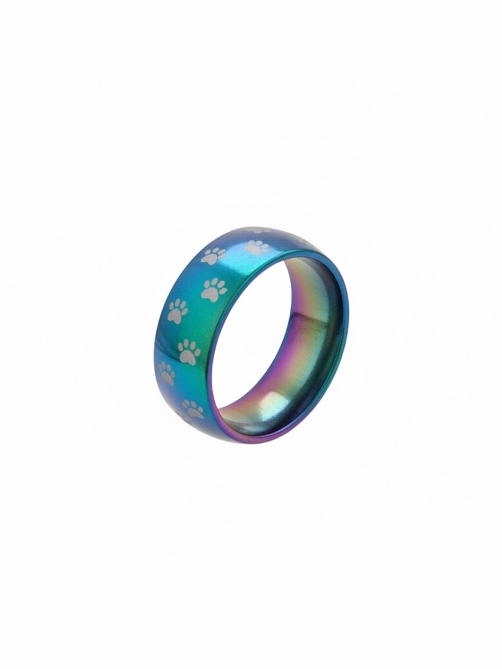 Iridescent Paw Print Ring - Rainbow Tone size 9